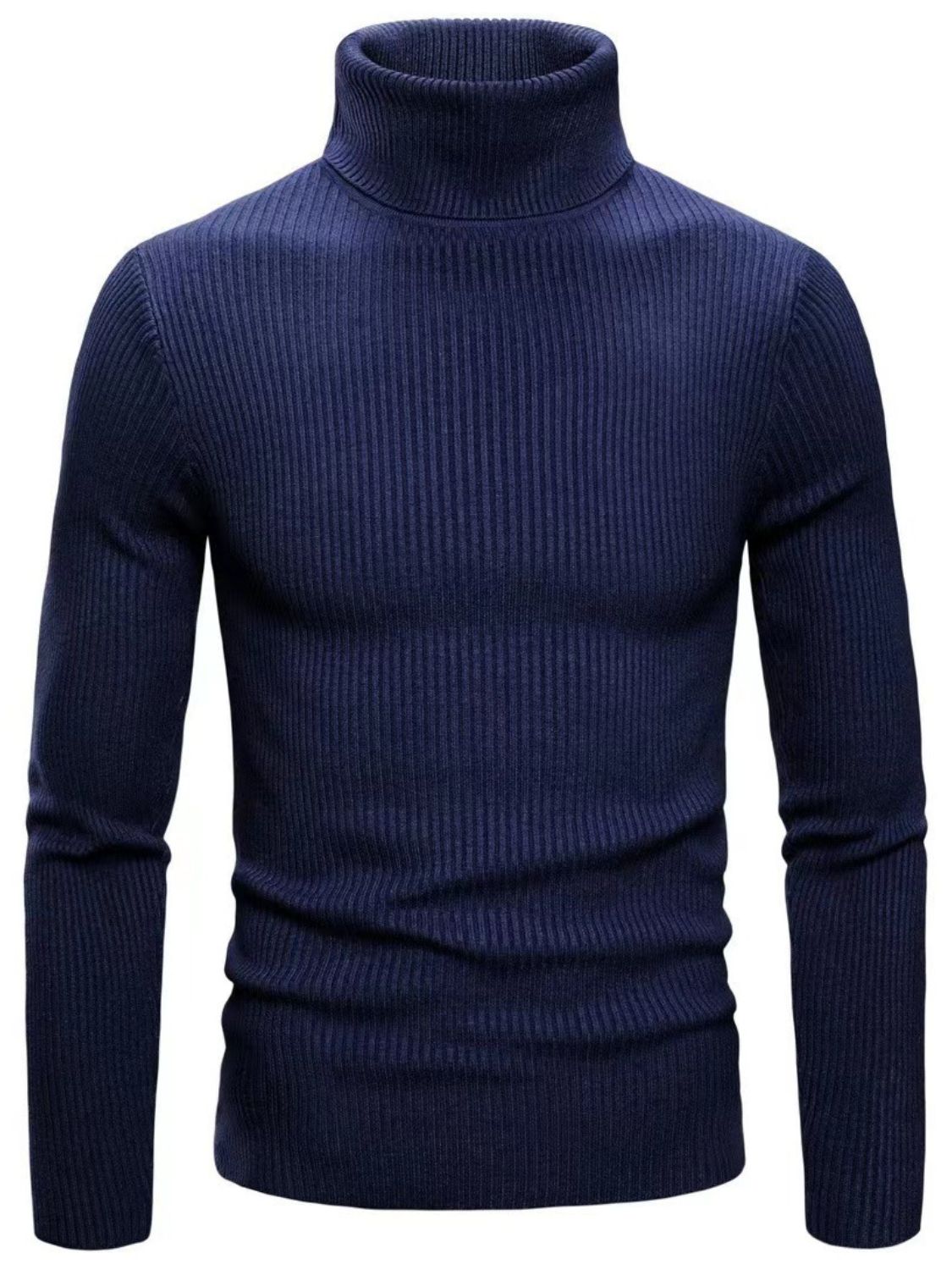 Men's Turtleneck Long Sleeve Ribbed Sweater - Smart Shopper