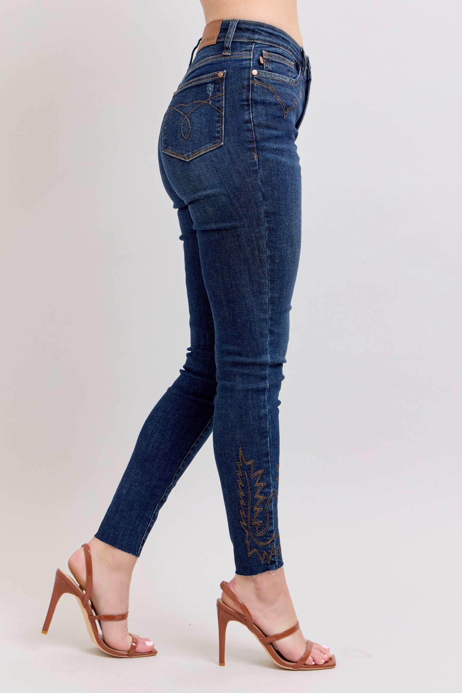 Judy Blue Full Size Embroidered High Rise Skinny Jeans Plus Size - Smart Shopper