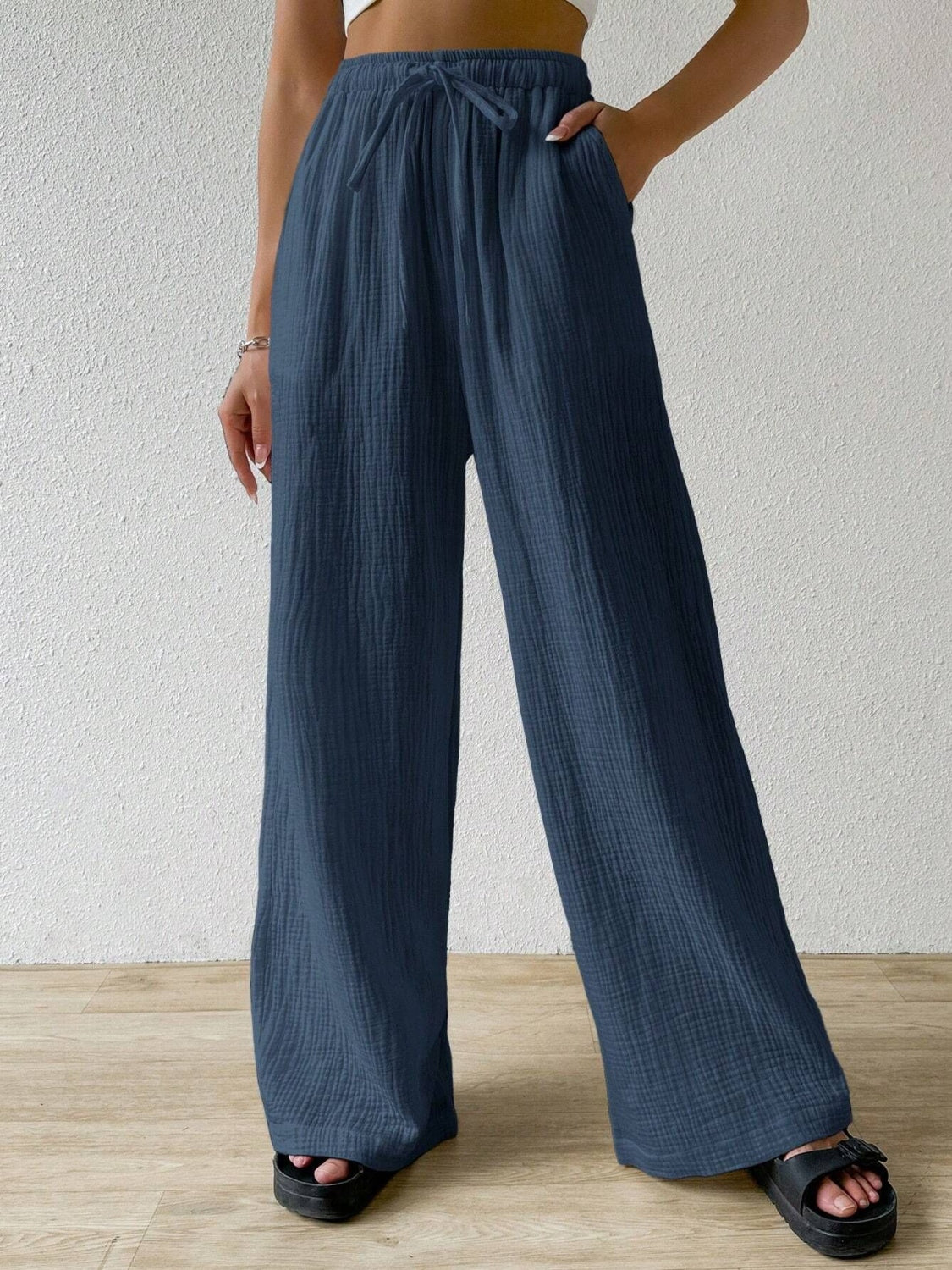 Drawstring Wide Leg Pants - Smart Shopper