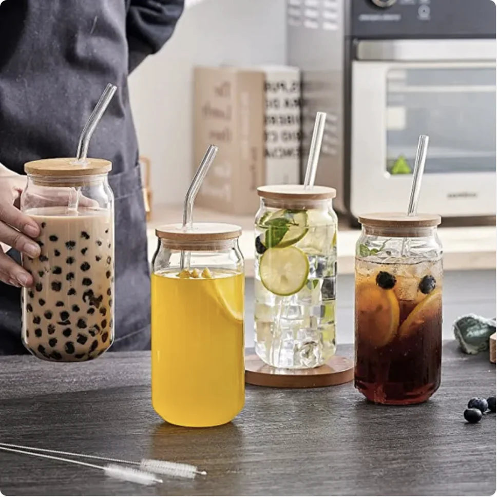 Clear Glass Drinkware Set with Straw - Smart Shopper