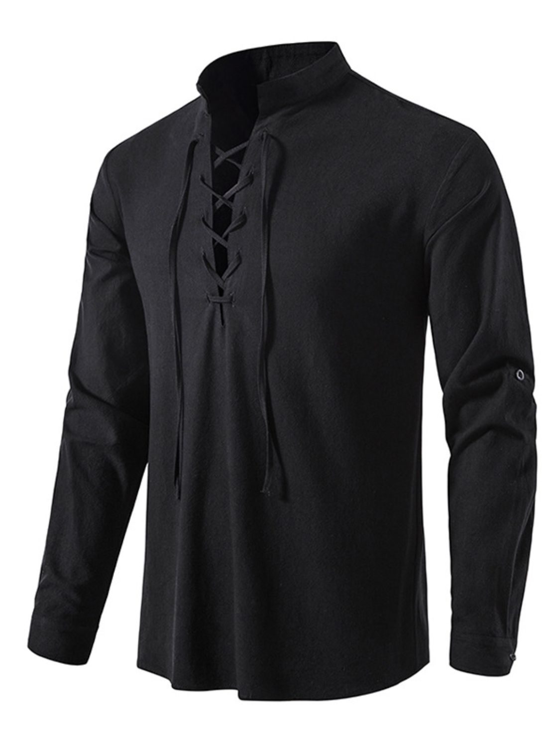 Men's Lace Up Long Sleeve Blouse - Smart Shopper