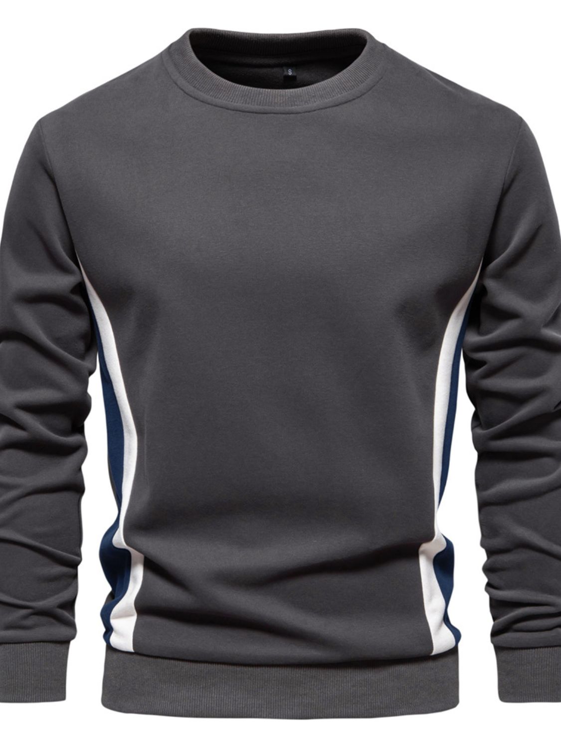 Men's Side Striped Contrast Round Neck Sweatshirt - Smart Shopper