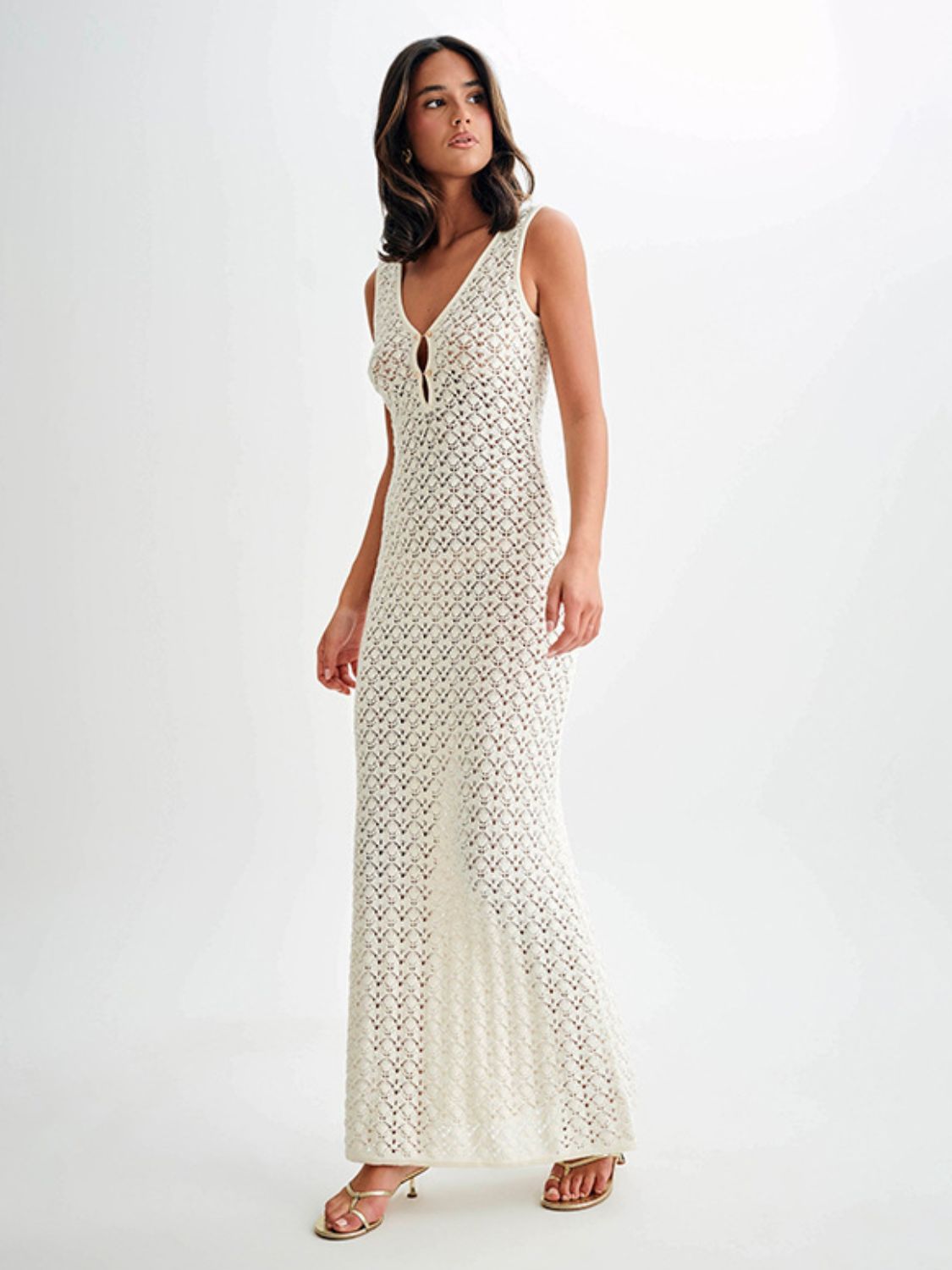 Openwork Sleeveless Maxi Dress - Smart Shopper