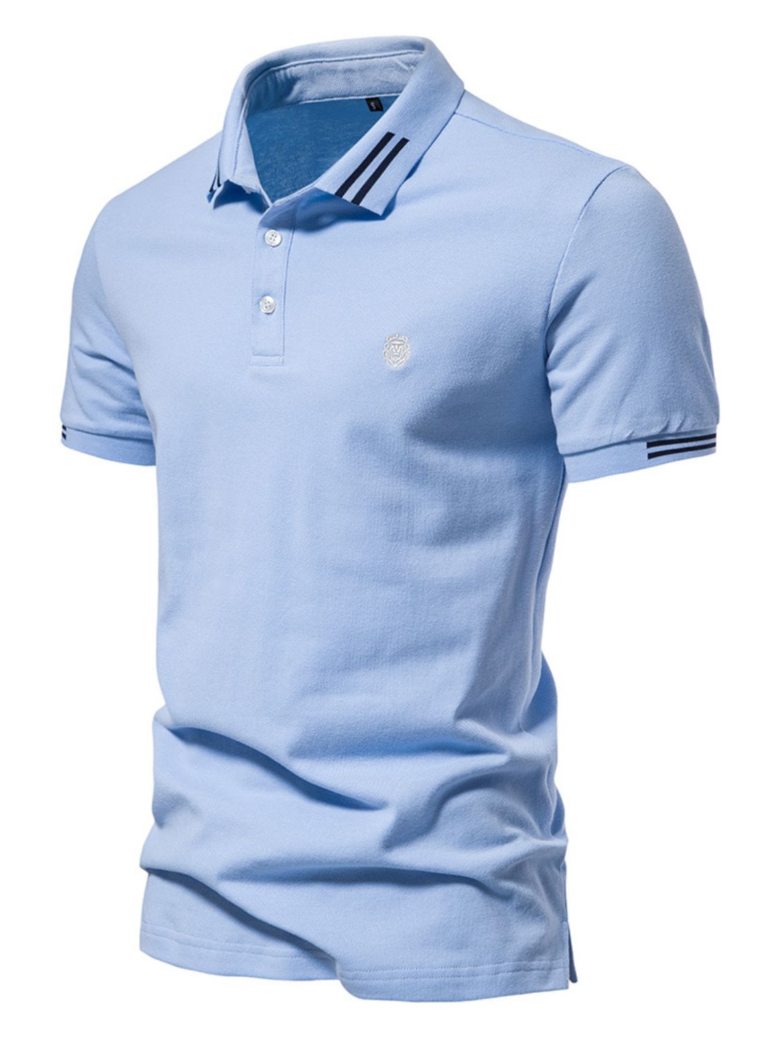 Men's Embroidered Striped Short Sleeve Polo - Smart Shopper