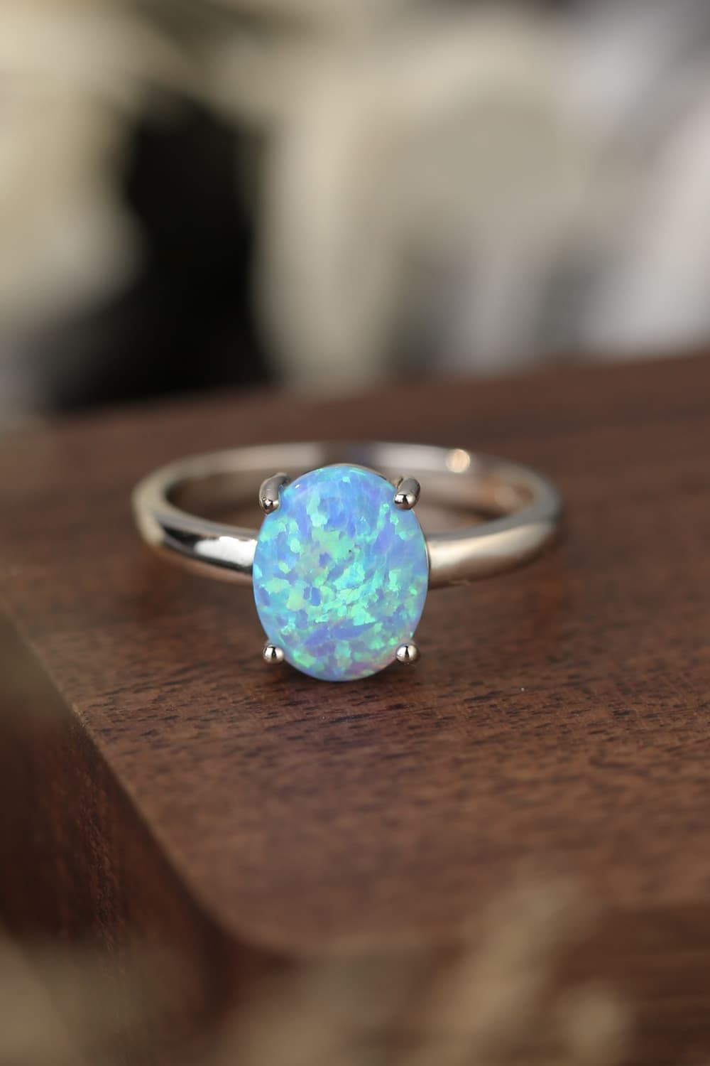 925 Sterling Silver Opal Solitaire Ring - Smart Shopper