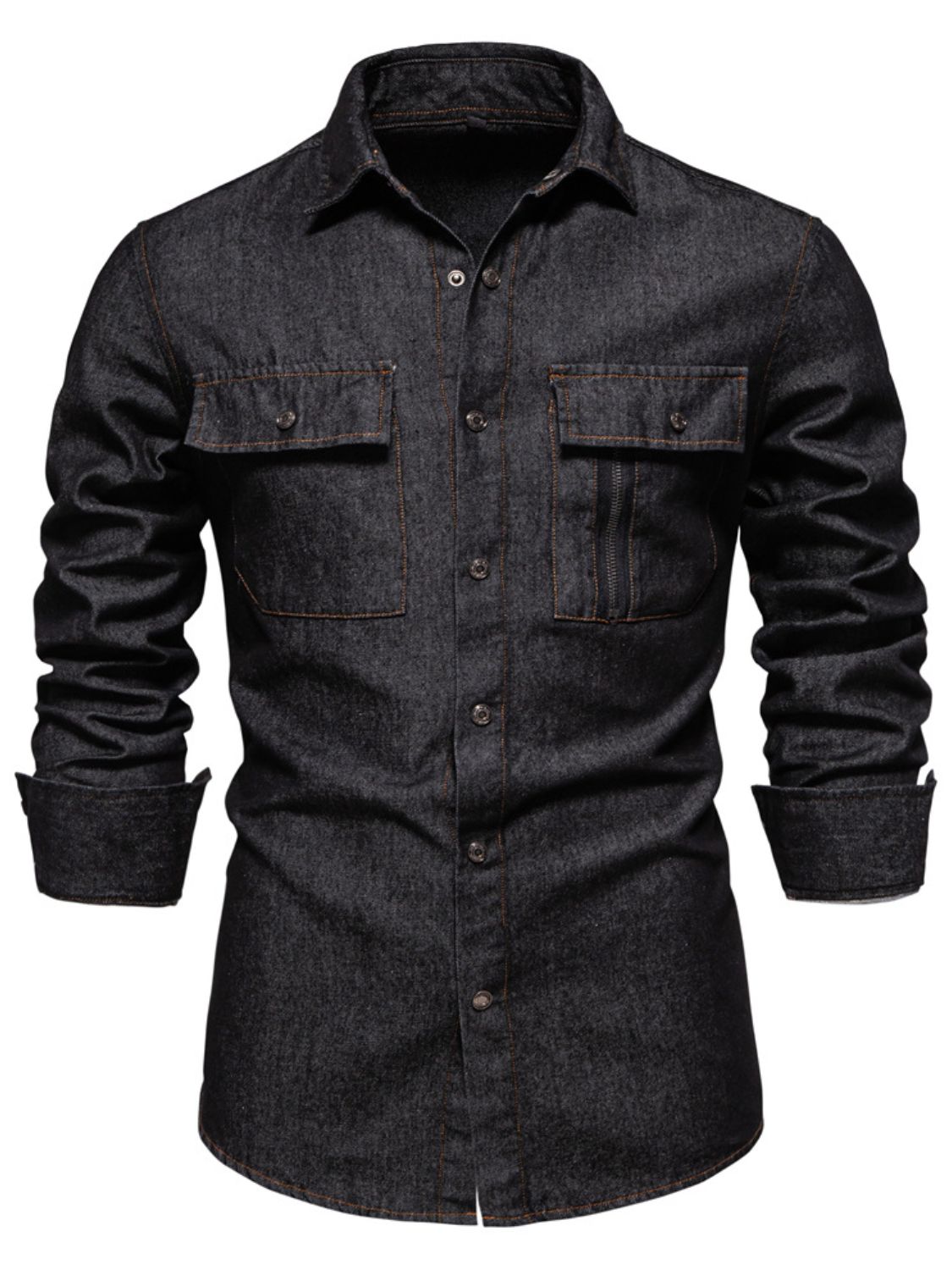 Men's Snap Down Long Sleeve Denim Shirt - Smart Shopper