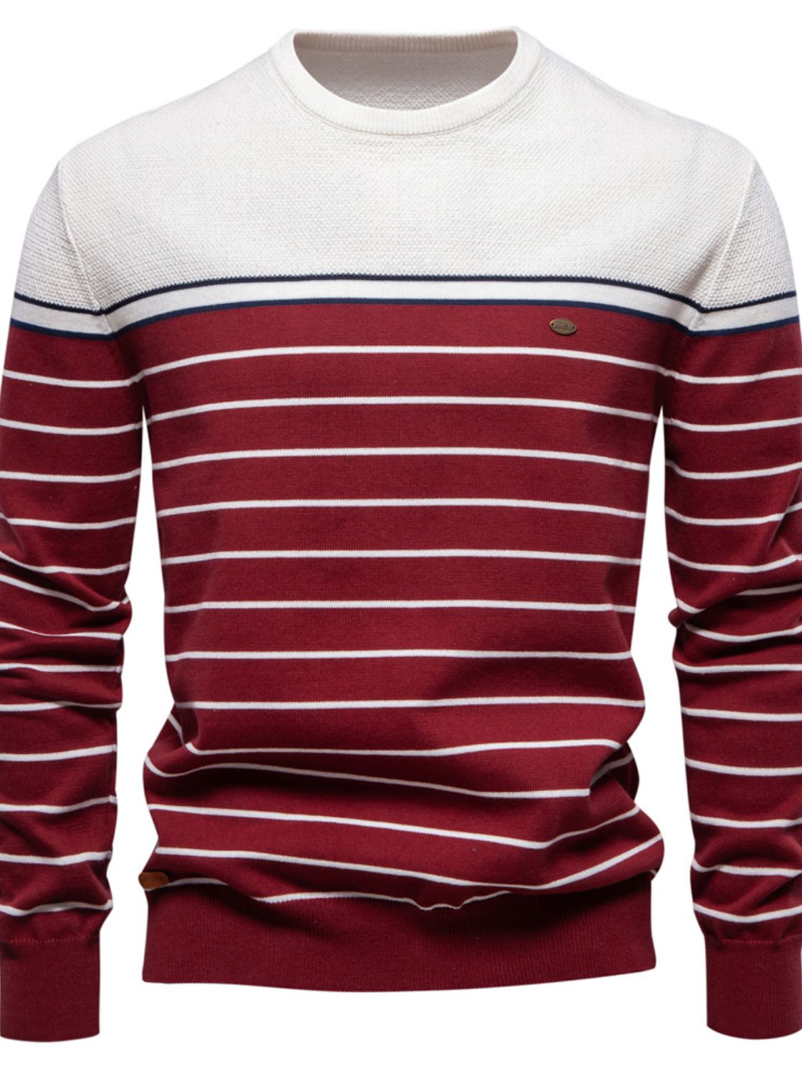 Men's Striped Round Neck Long Sleeve Sweater - Smart Shopper