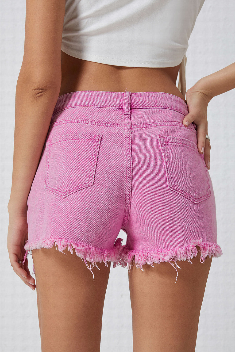 High Rise Crossover Waist Denim Shorts - Smart Shopper