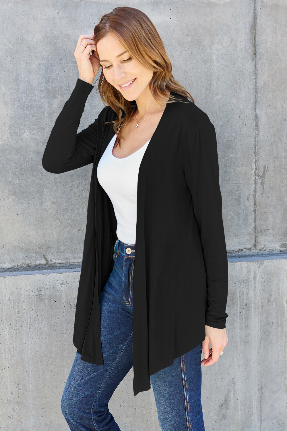 Basic Bae Full Size Open Front Long Sleeve Cardigan - Smart Shopper