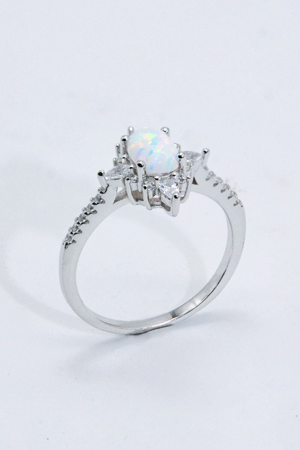 Platinum-Plated Opal and Zircon Ring - Smart Shopper