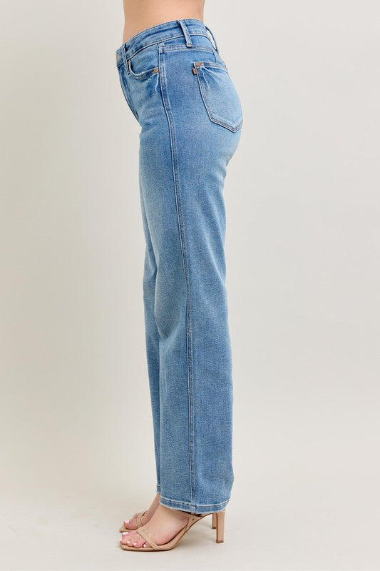 Judy Blue Full Size Tummy Control Vintage Wash Straight Jeans Plus Size - Smart Shopper