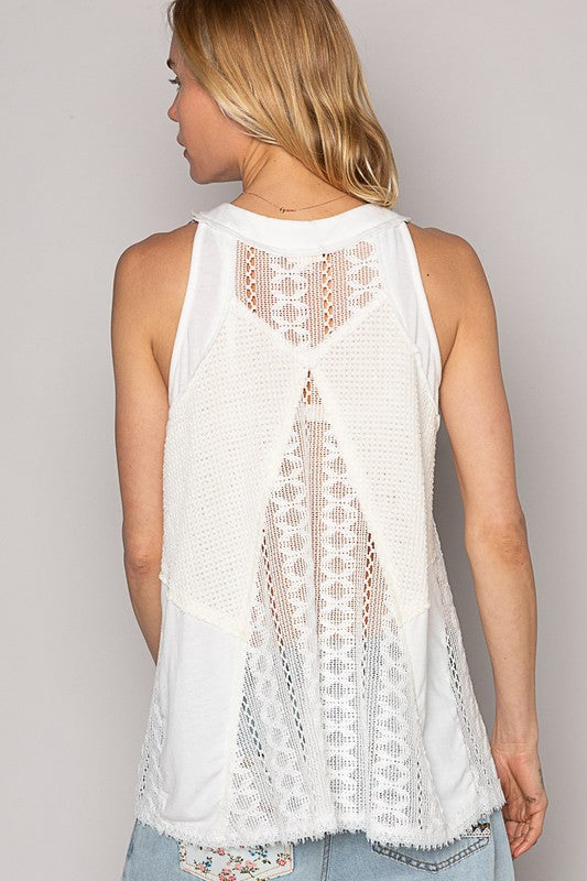 POL Lace Up Crochet Lace Tank - Smart Shopper