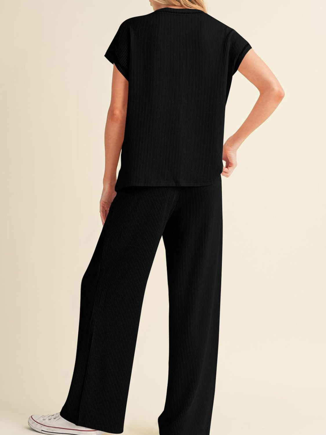 Ribbed Exposed Seam Top and Pants Set - Smart Shopper