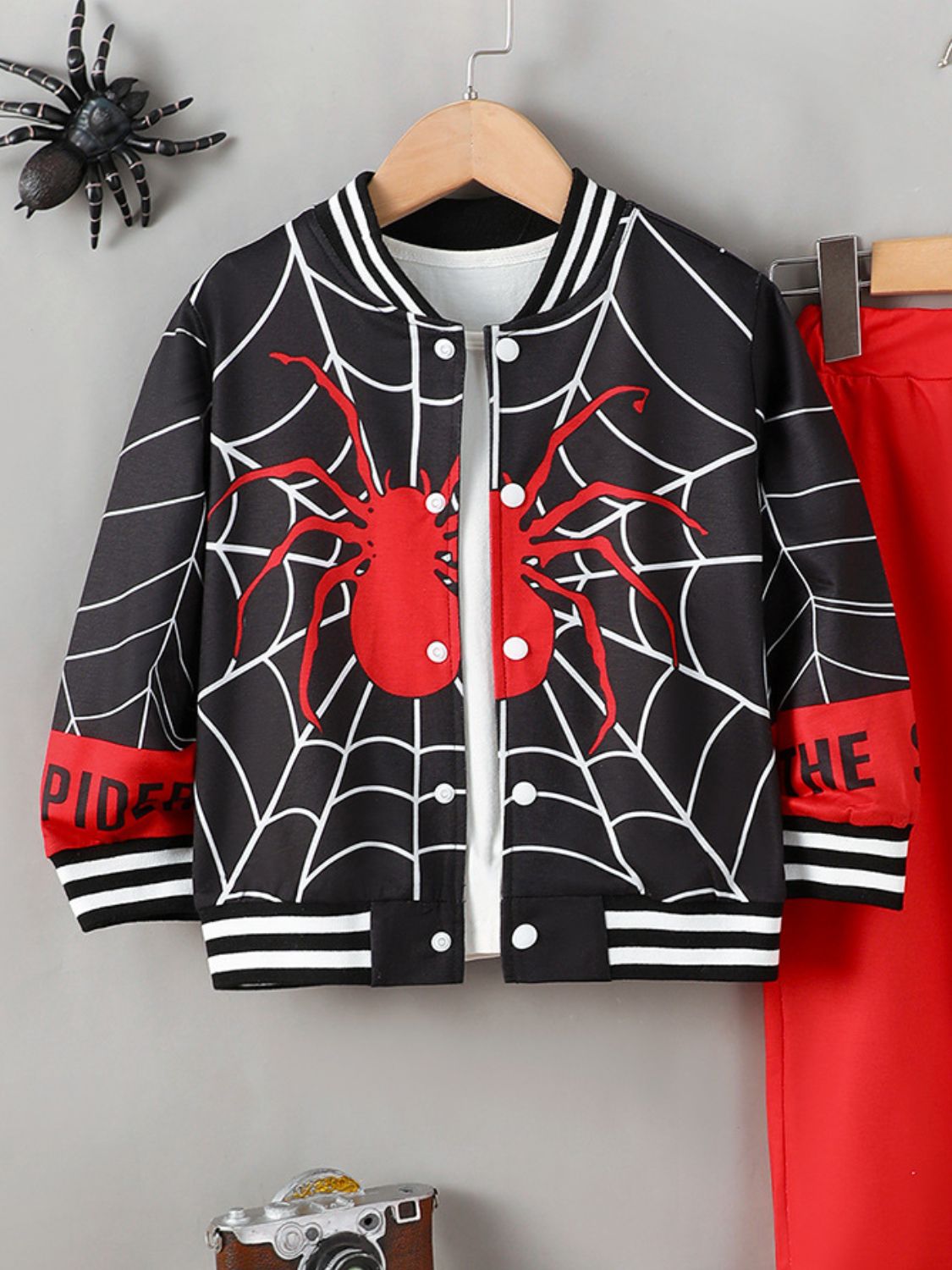 Spider Baseball Collar Top and Pants Set - Smart Shopper