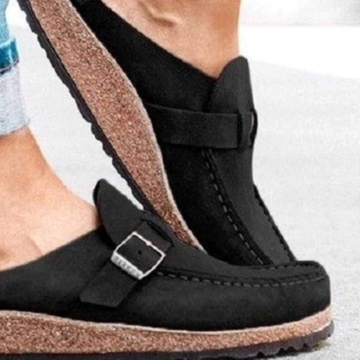 Round Toe Low Heel Buckle Loafers - Smart Shopper