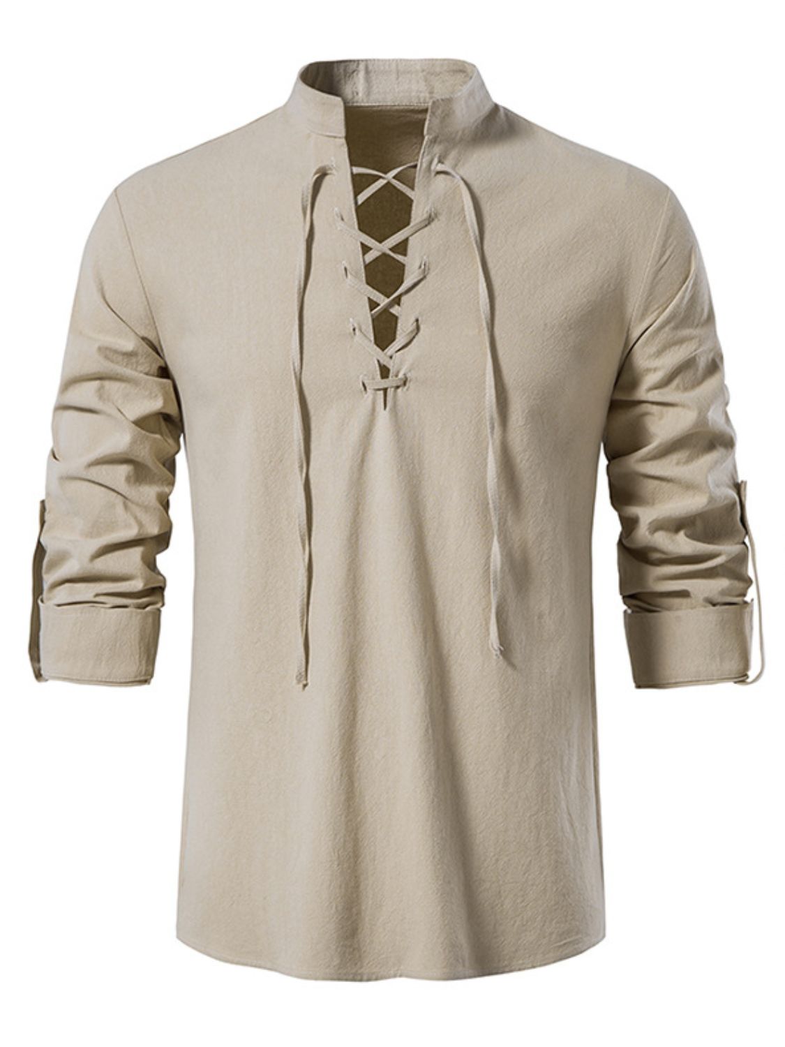 Men's Lace Up Long Sleeve Blouse - Smart Shopper