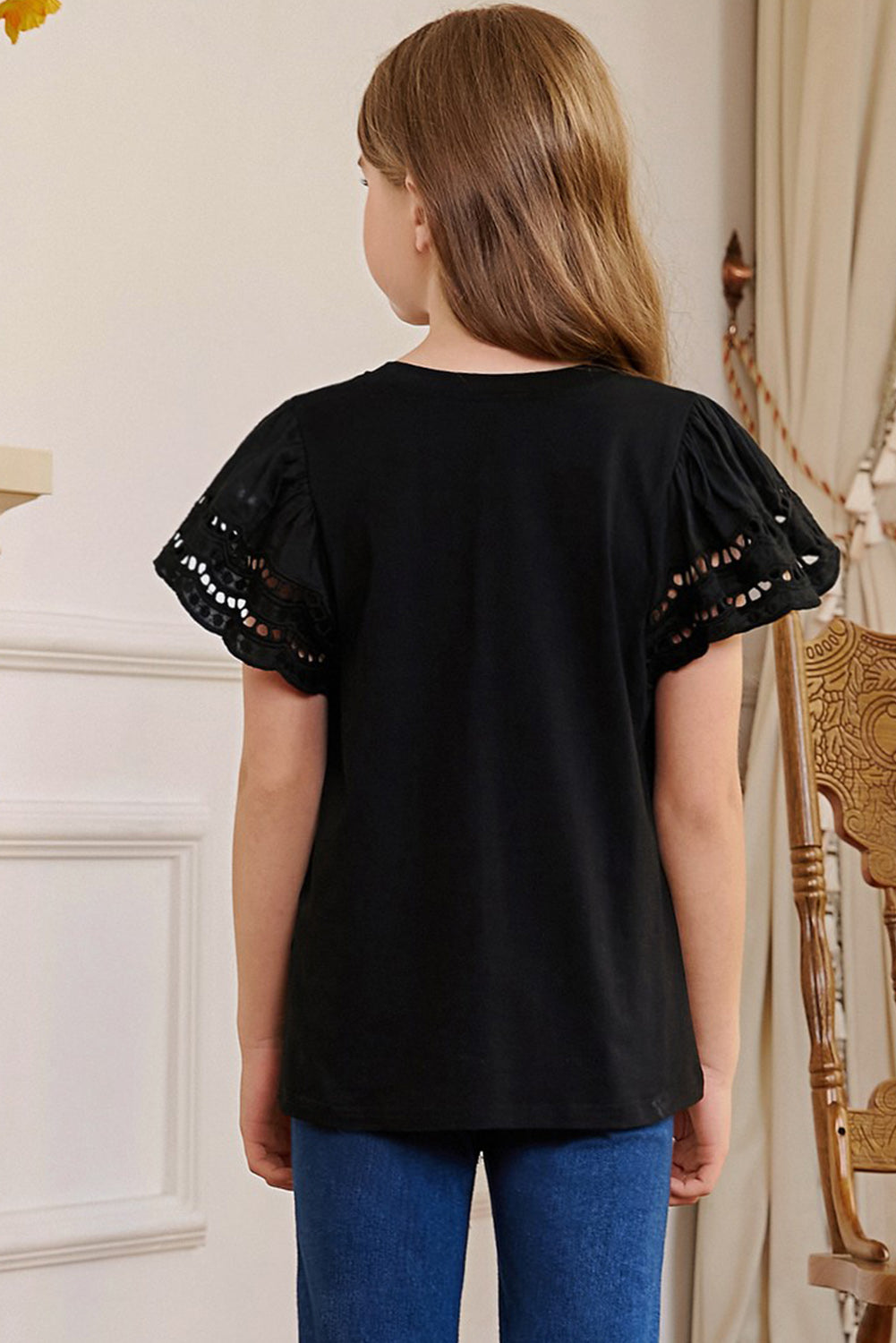 Round Neck Flutter Sleeve T-Shirt - Smart Shopper