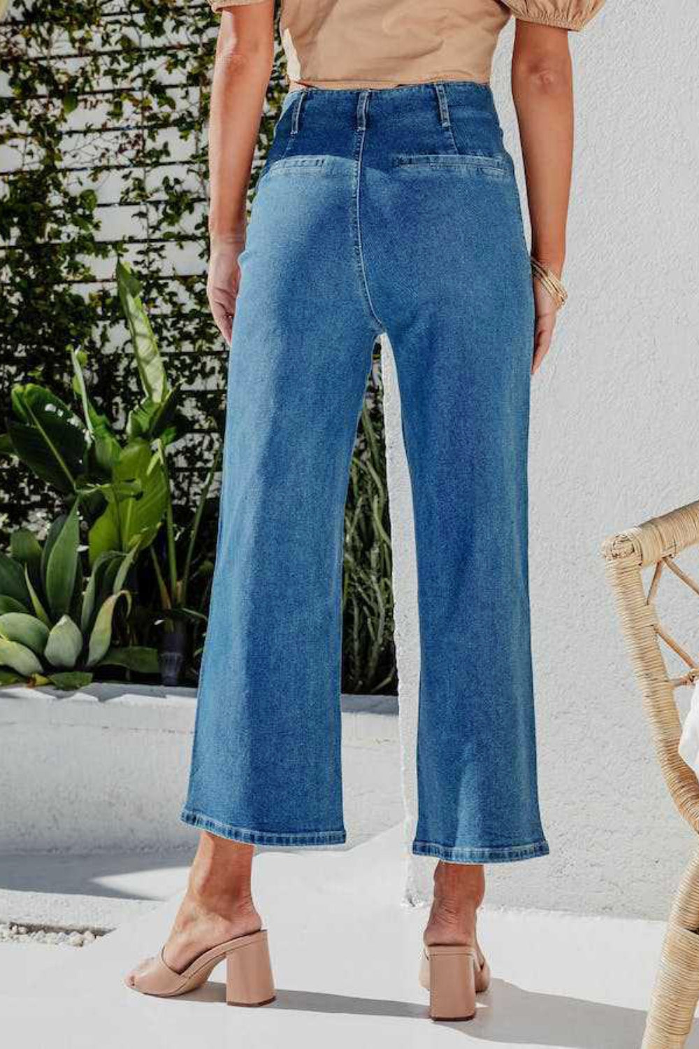 Button Fly Cropped Wide Leg Jeans - Smart Shopper