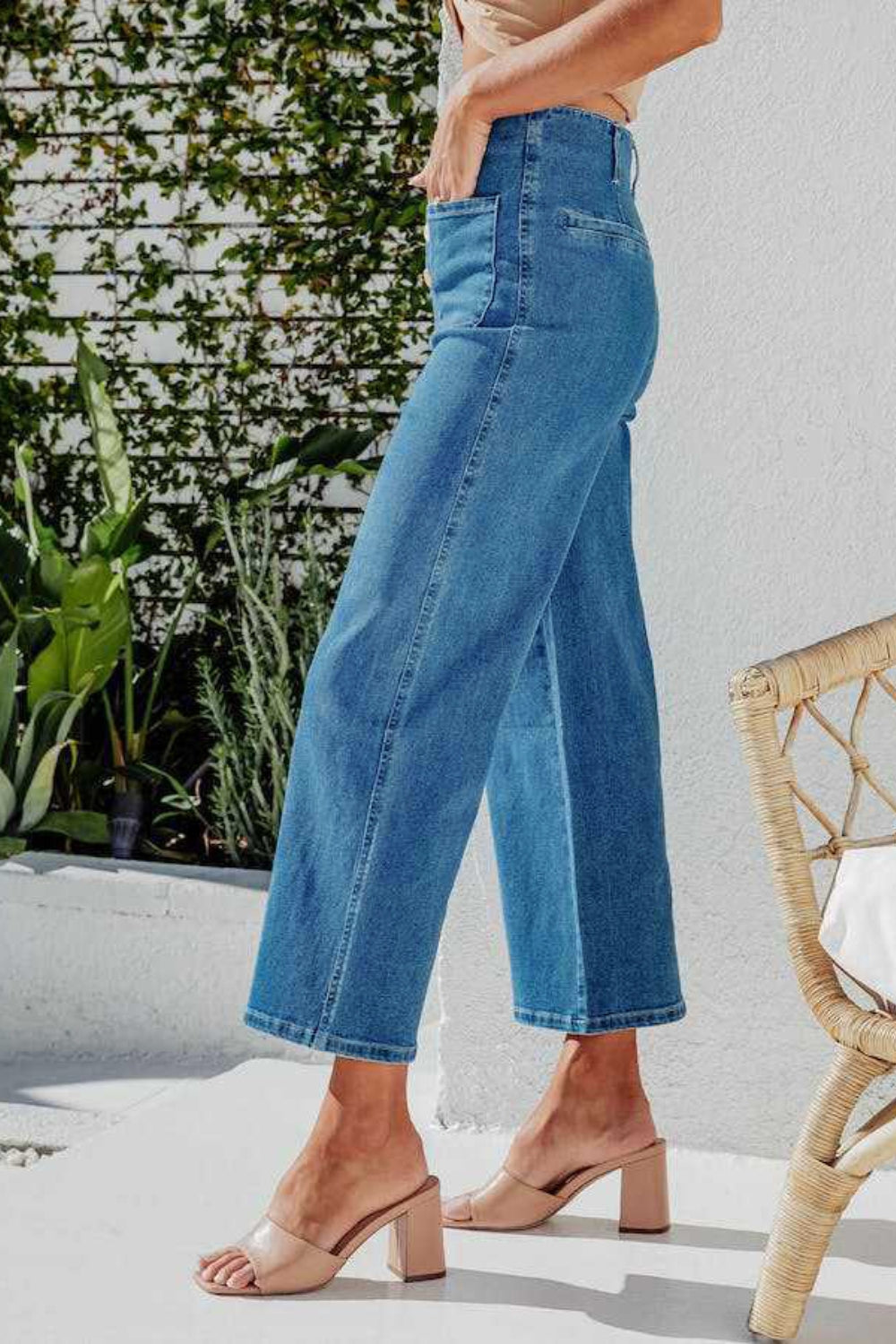 Button Fly Cropped Wide Leg Jeans - Smart Shopper