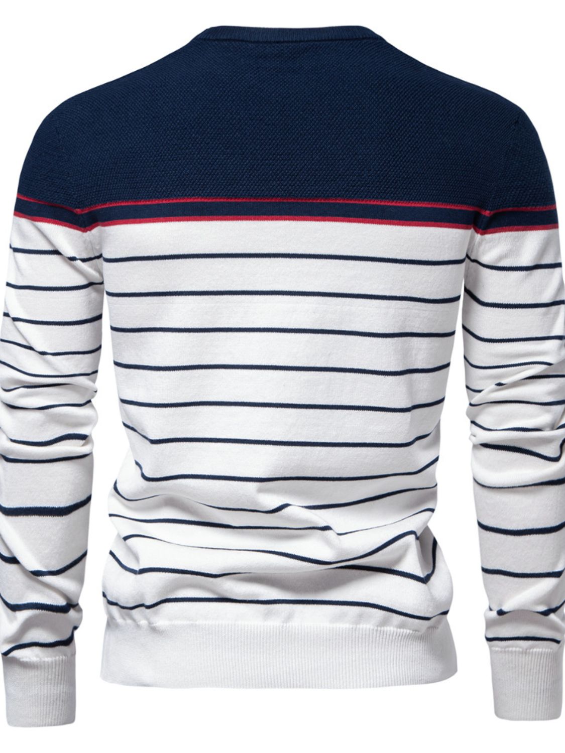 Men's Striped Round Neck Long Sleeve Sweater - Smart Shopper