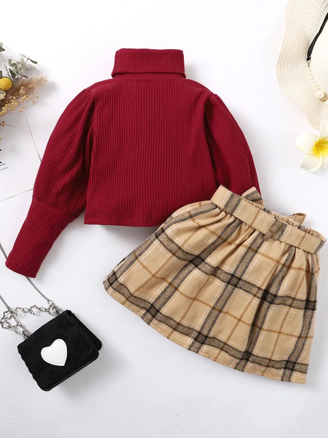 Turtleneck Long Sleeve Top and Skirt Set - Smart Shopper