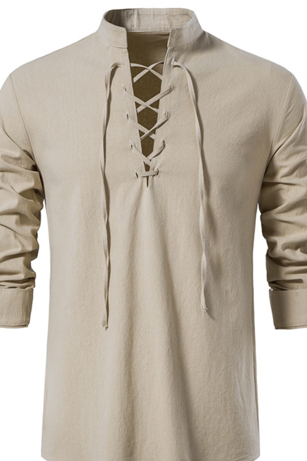 Men's Lace Up Long Sleeve Blouse - Smart Shopper