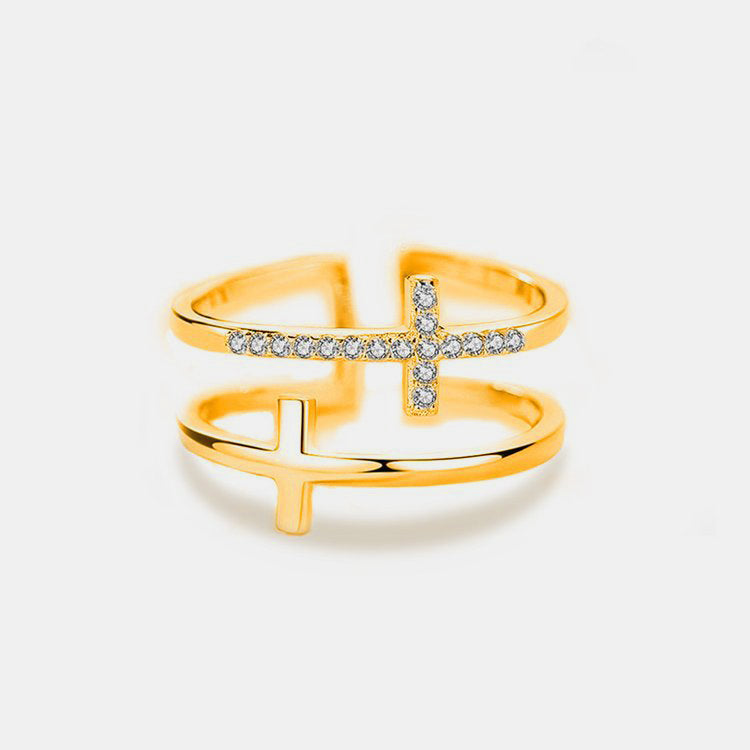 925 Sterling Silver Inland Zircon Cross Ring - Smart Shopper