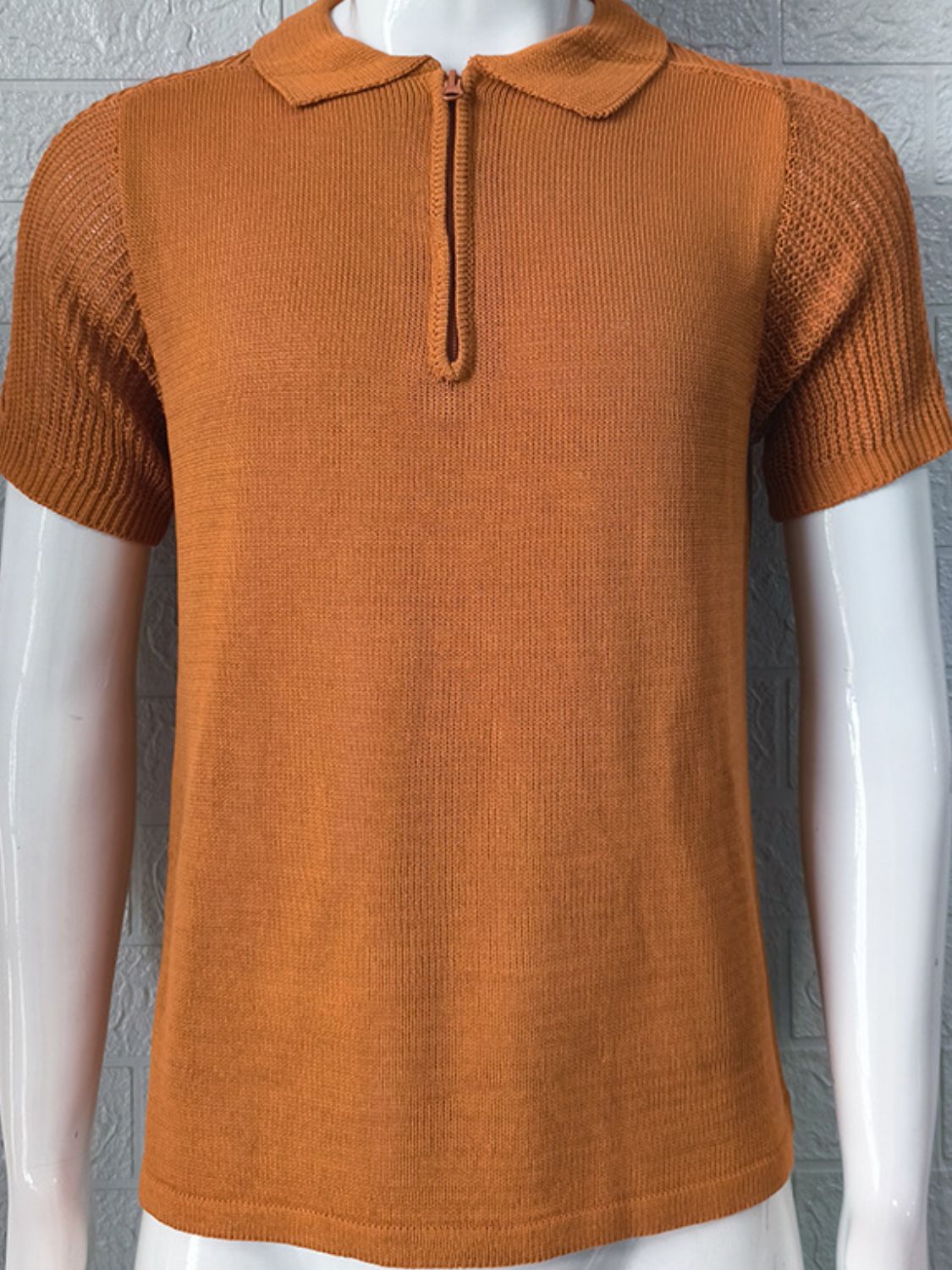 Men's Collared Neck Quarter Zip Knit Polo - Smart Shopper