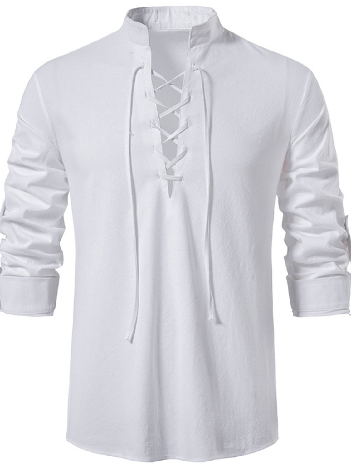 Men's Lace Up Long Sleeve Blouse - Smart Shopper