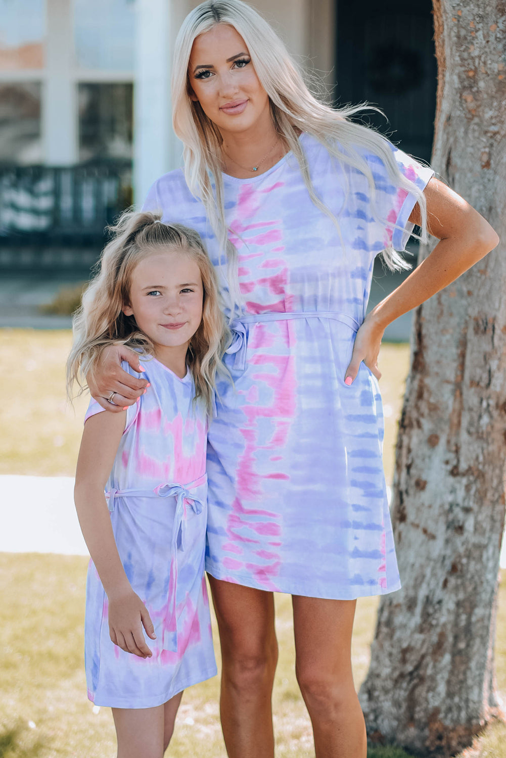 Women Tie-Dye Belted T-Shirt Dress - Smart Shopper