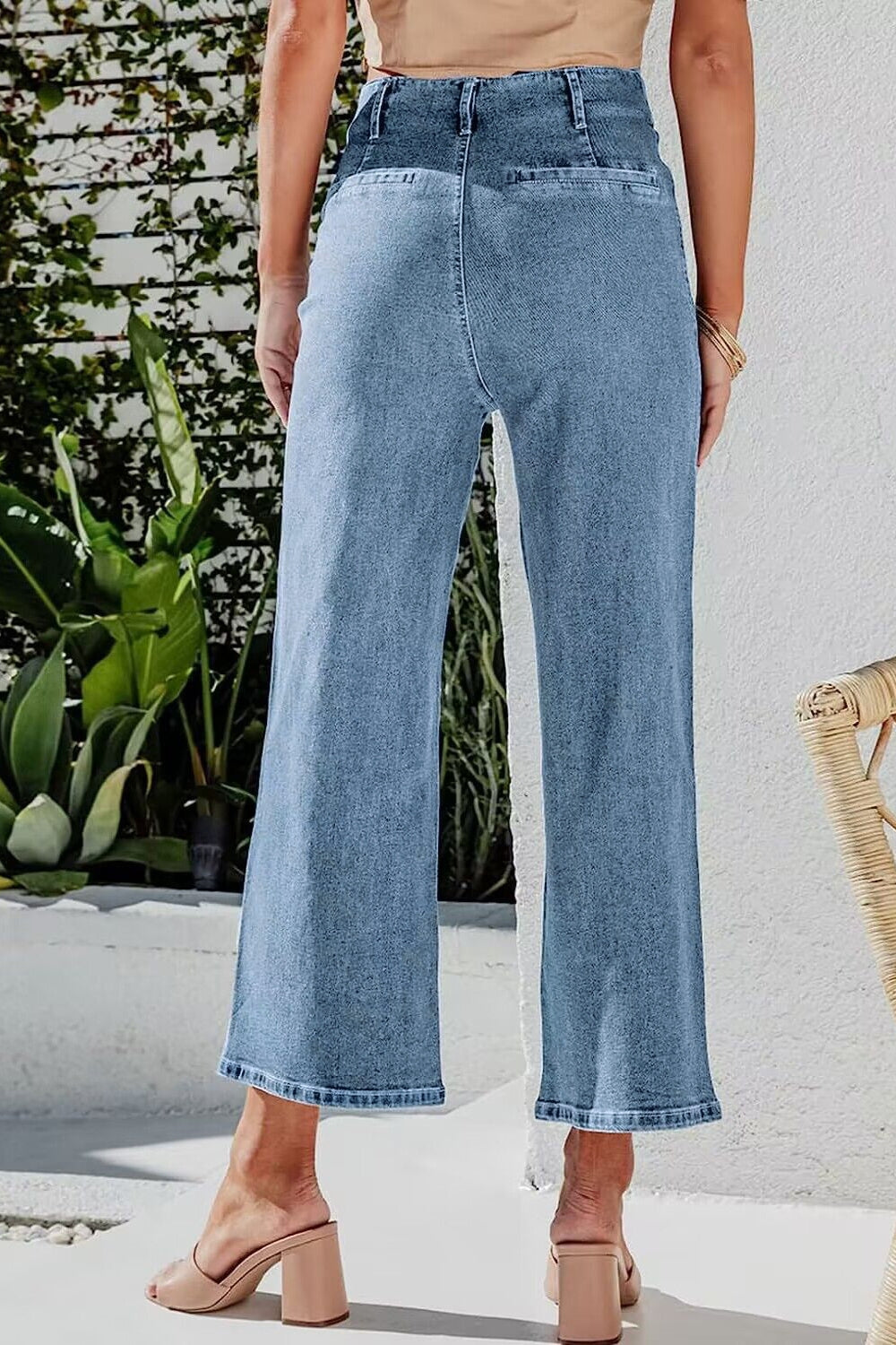 Button Fly Cropped Wide Leg Jeans - Smart Shopper