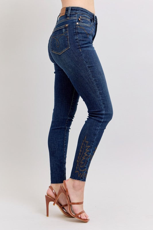 Judy Blue Full Size Embroidered High Rise Skinny Jeans Plus Size - Smart Shopper