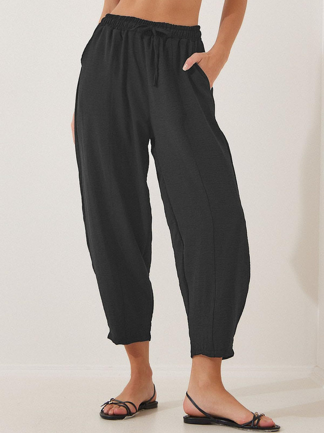 Full Size Drawstring Cropped Jogger Pants Plus Size - Smart Shopper