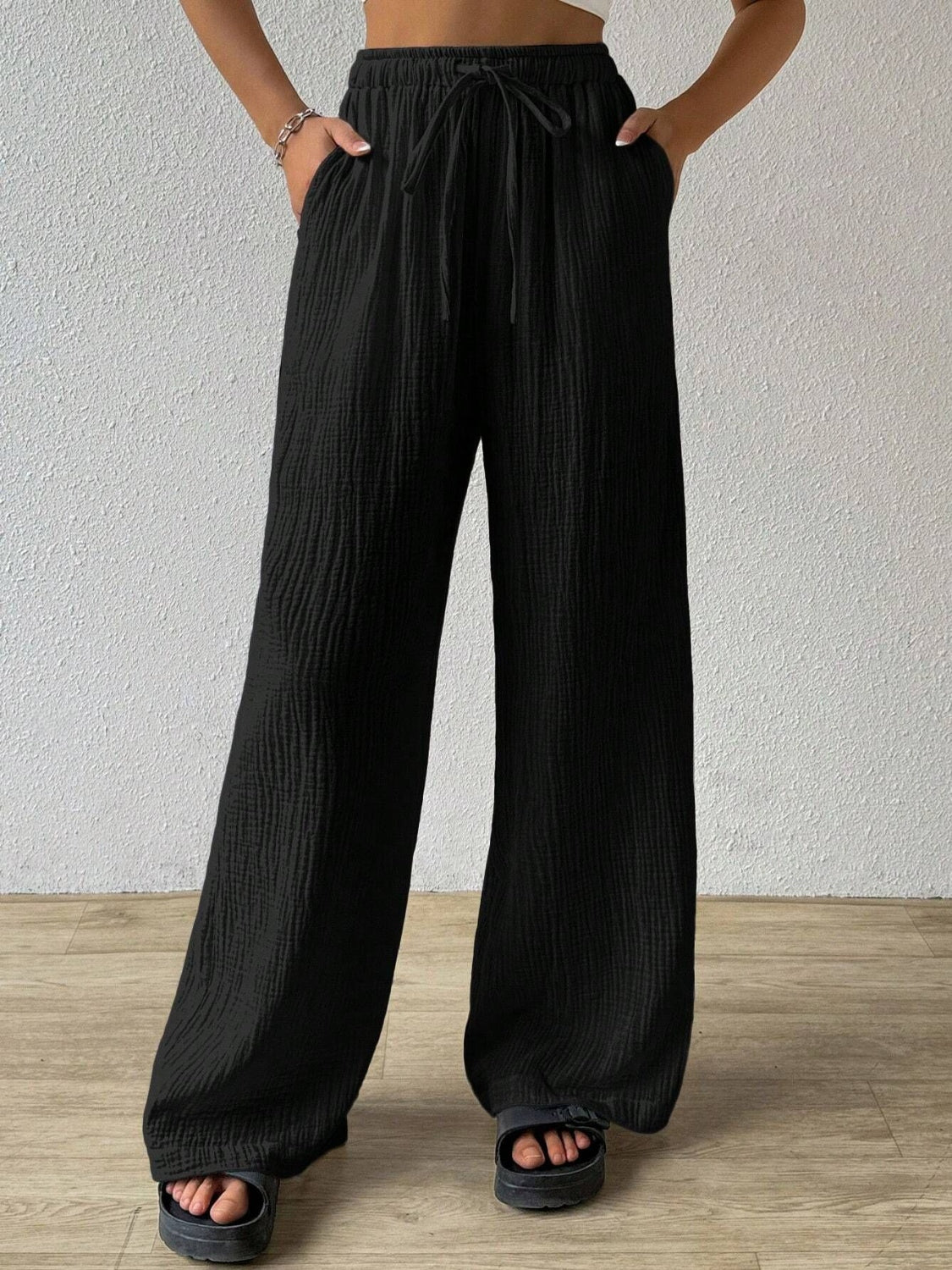 Drawstring Wide Leg Pants - Smart Shopper