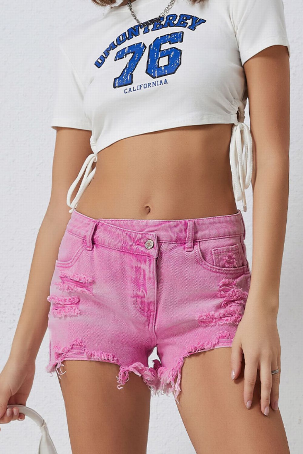 High Rise Crossover Waist Denim Shorts - Smart Shopper