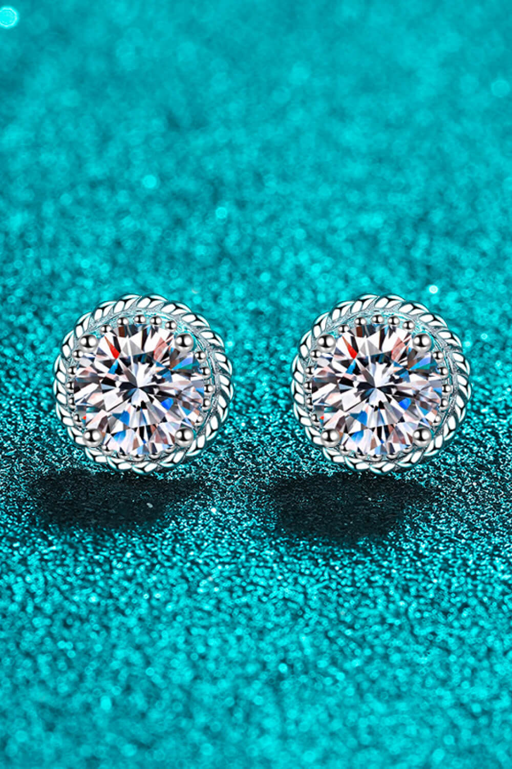 1 Carat Moissanite Rhodium-Plated Round Stud Earrings - Smart Shopper