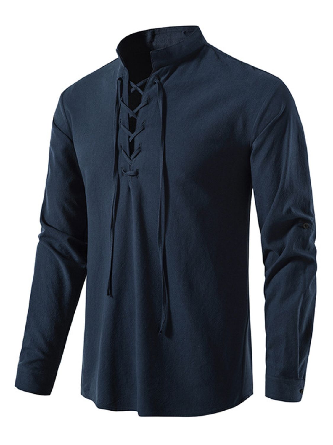 Men's Lace Up Long Sleeve Blouse - Smart Shopper