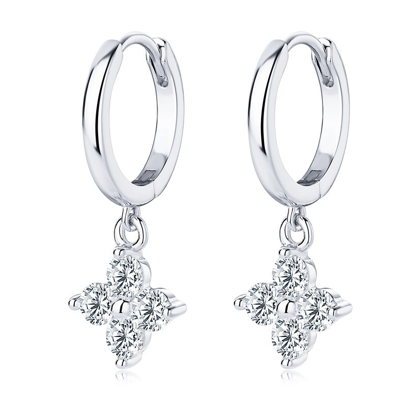 925 Sterling Silver Moissanite Hoop Drop Earrings - Smart Shopper