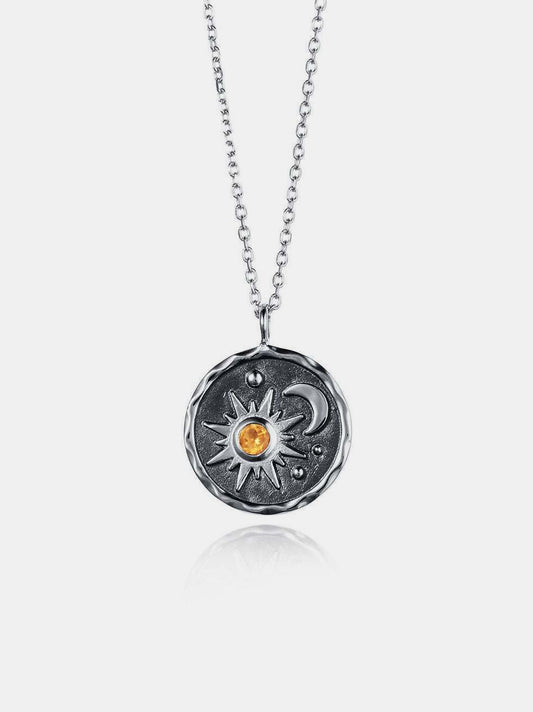 Alloy Inlaid Zircon Sun & Moon Necklace - Smart Shopper