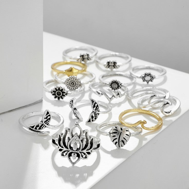 Alloy Multi Shapes 15-Piece Ring Set - Smart Shopper