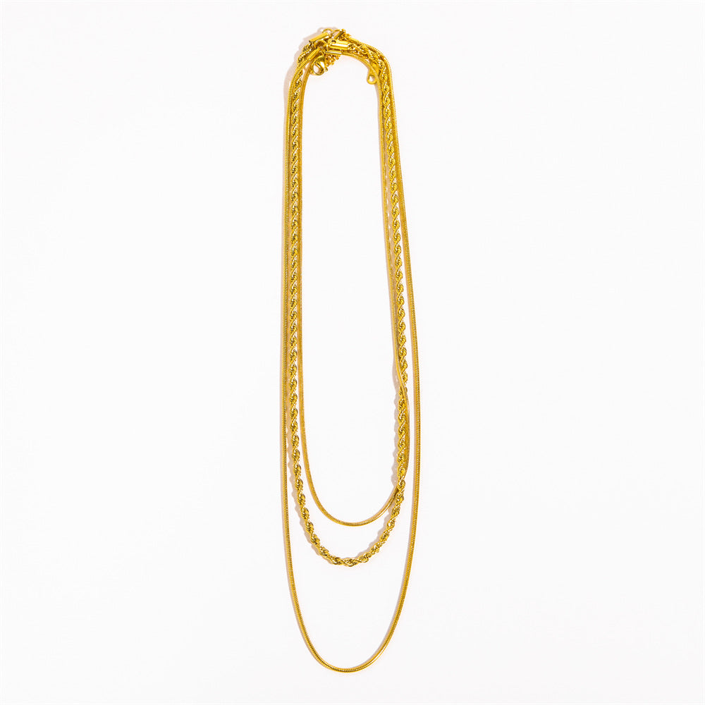 18K Gold-Plated Titanium Steel Three-Layered Necklace - Smart Shopper