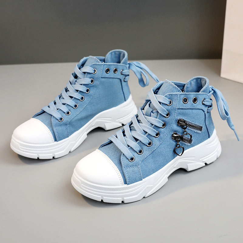 Decor Zipper Lace Up Round Toe Platform Sneakers - Smart Shopper