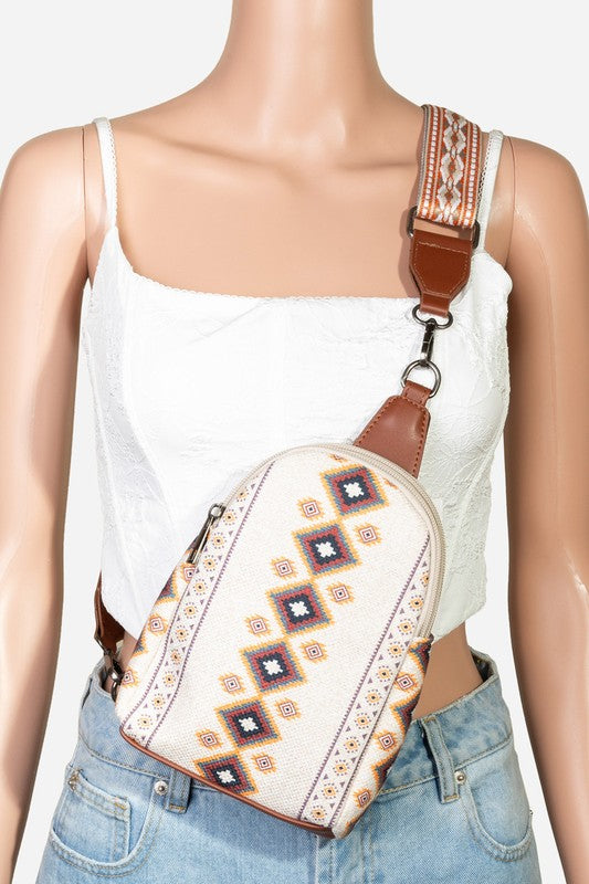 Fame Geometric Wide Strap Crossbody Bag - Smart Shopper