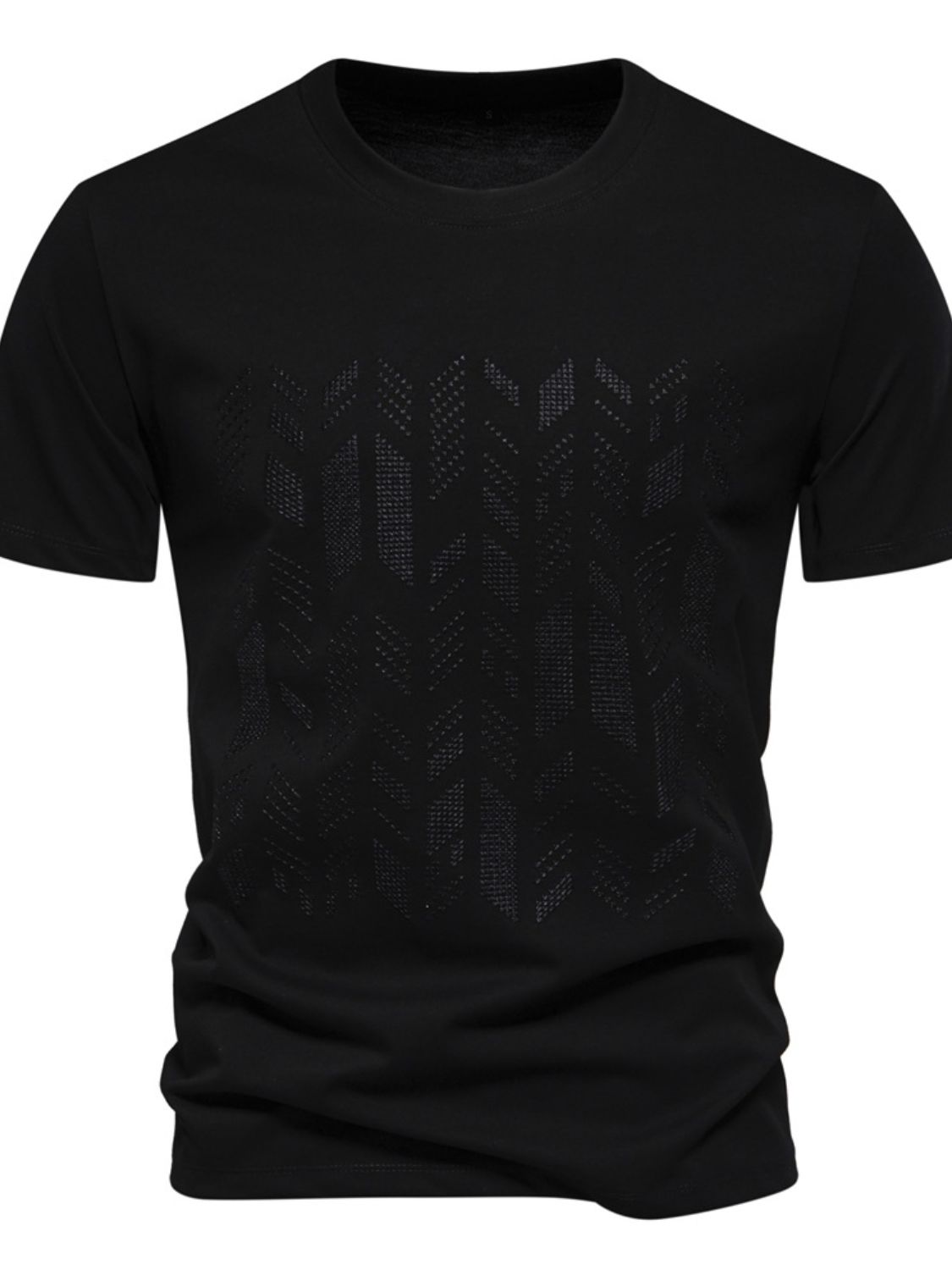 Men's Round Neck Geometric Embroidered T-Shirt - Smart Shopper