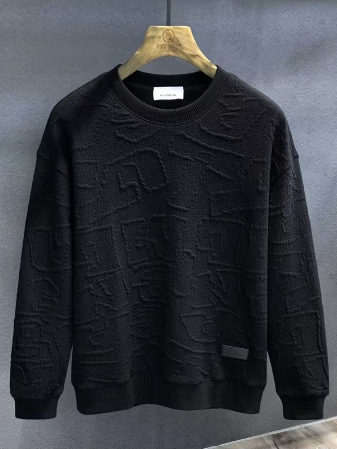 Men's Plus Size Textured Round Neck Long Sleeve Sweatshirt - Smart Shopper