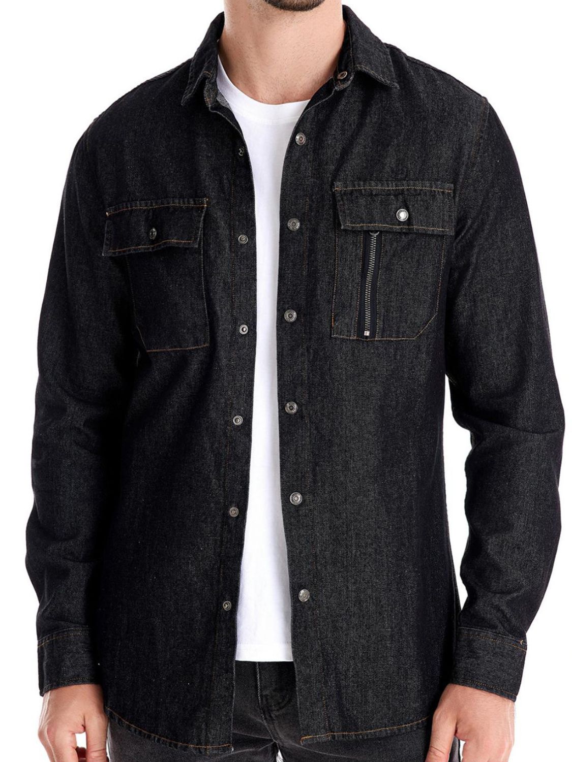 Men's Snap Down Long Sleeve Denim Shirt - Smart Shopper