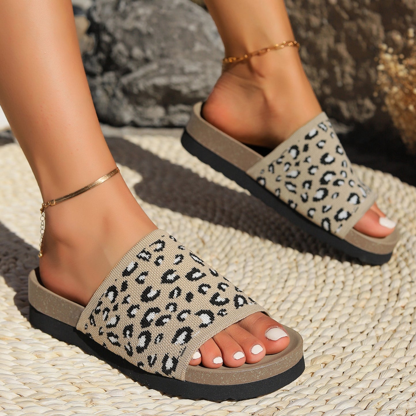 Leopard Open Toe Sandals - Smart Shopper