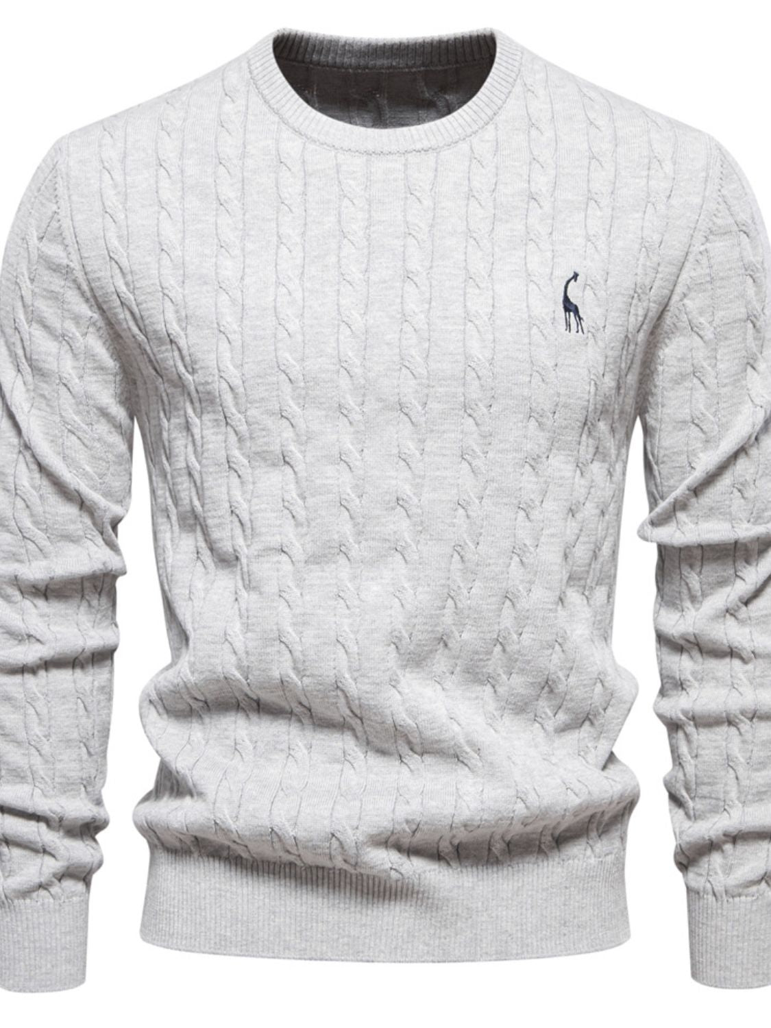 Men's Cable-Knit Round Neck Long Sleeve Sweater - Smart Shopper