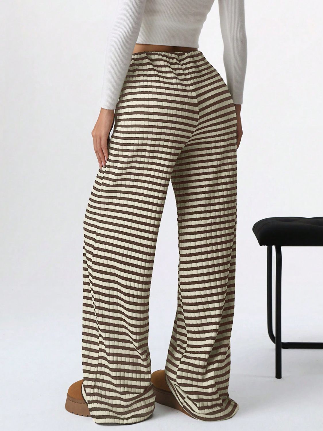 Tied Striped Wide Leg Pants - Smart Shopper