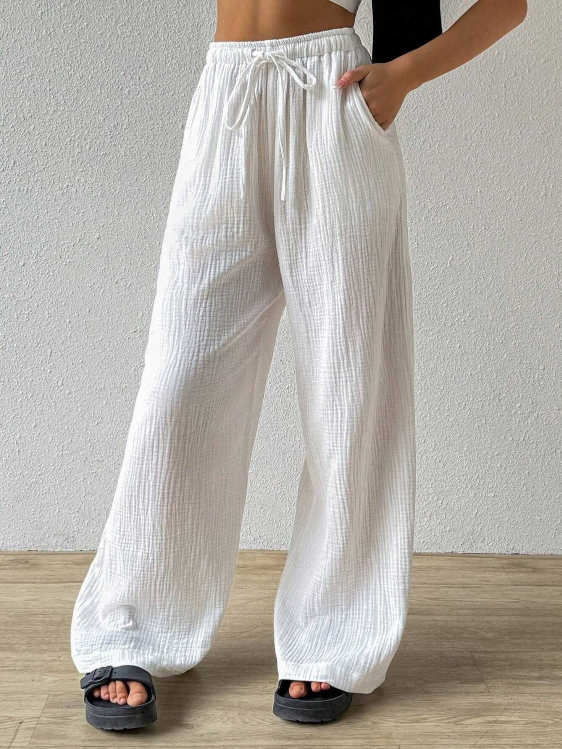 Drawstring Wide Leg Pants - Smart Shopper